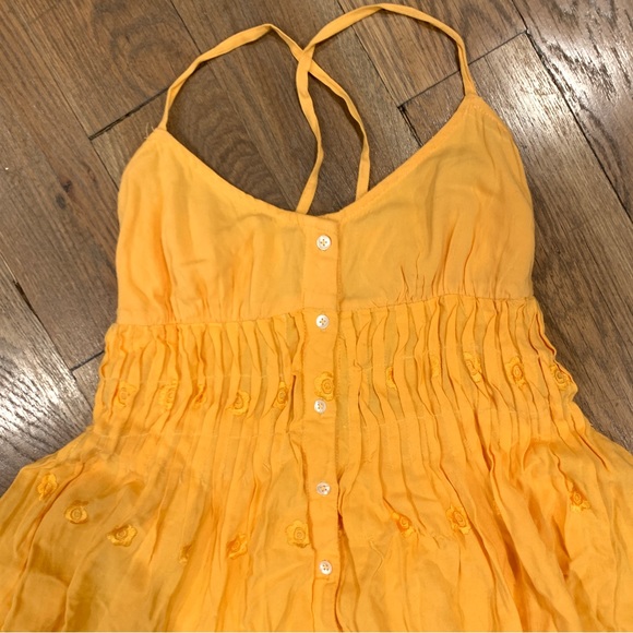 Urban Outfitters Orange Embroidered Flare mini Dress Size XS - Picture 8 of 11